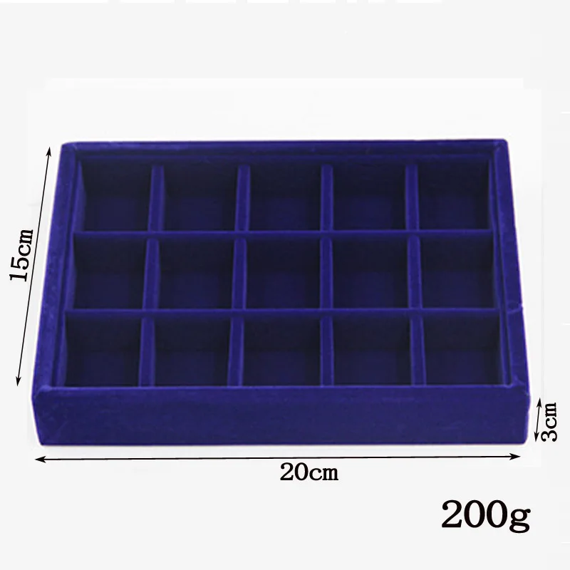 Caja organizadora de joyería, cajón de almacenamiento de 9 opciones, de terciopelo suave azul, para joyería, pendientes, collares, colgantes,