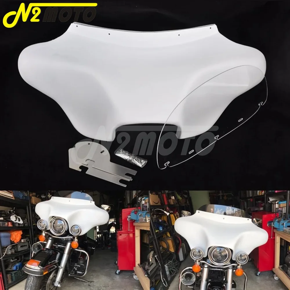 Carenado de ala de murciélago desmontable blanco, 6x9 altavoces estéreo para Harley Road King FLHRS FLHR CVO 1994-2013, Kit de carenado de faro delantero