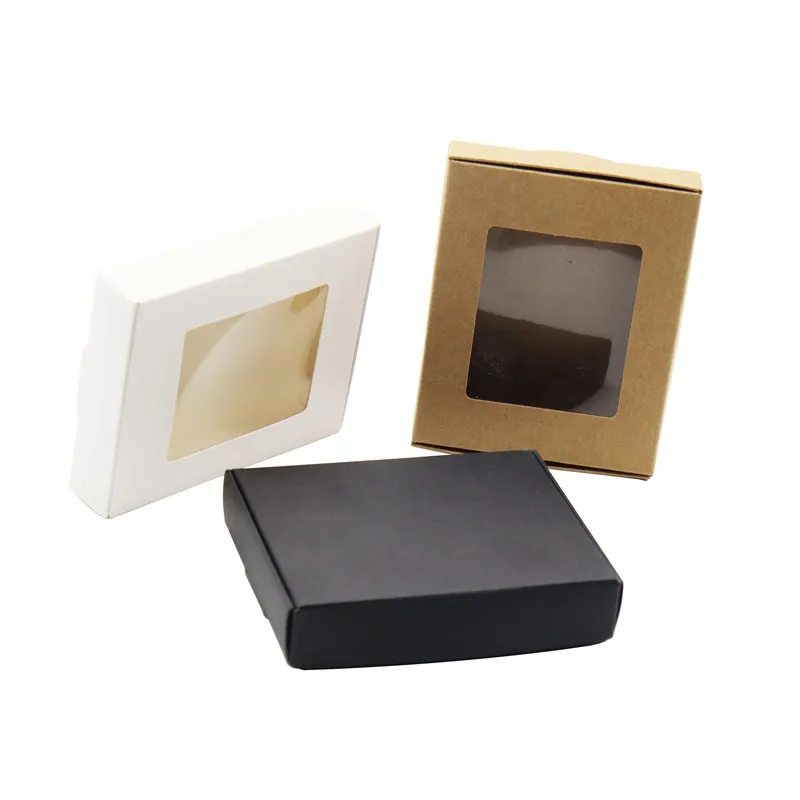 

24pcs 10x8x2cm White/Brown/Black Paper Small Soap Box Kraft Cardboard Mini Jewelry Packing Carton Box