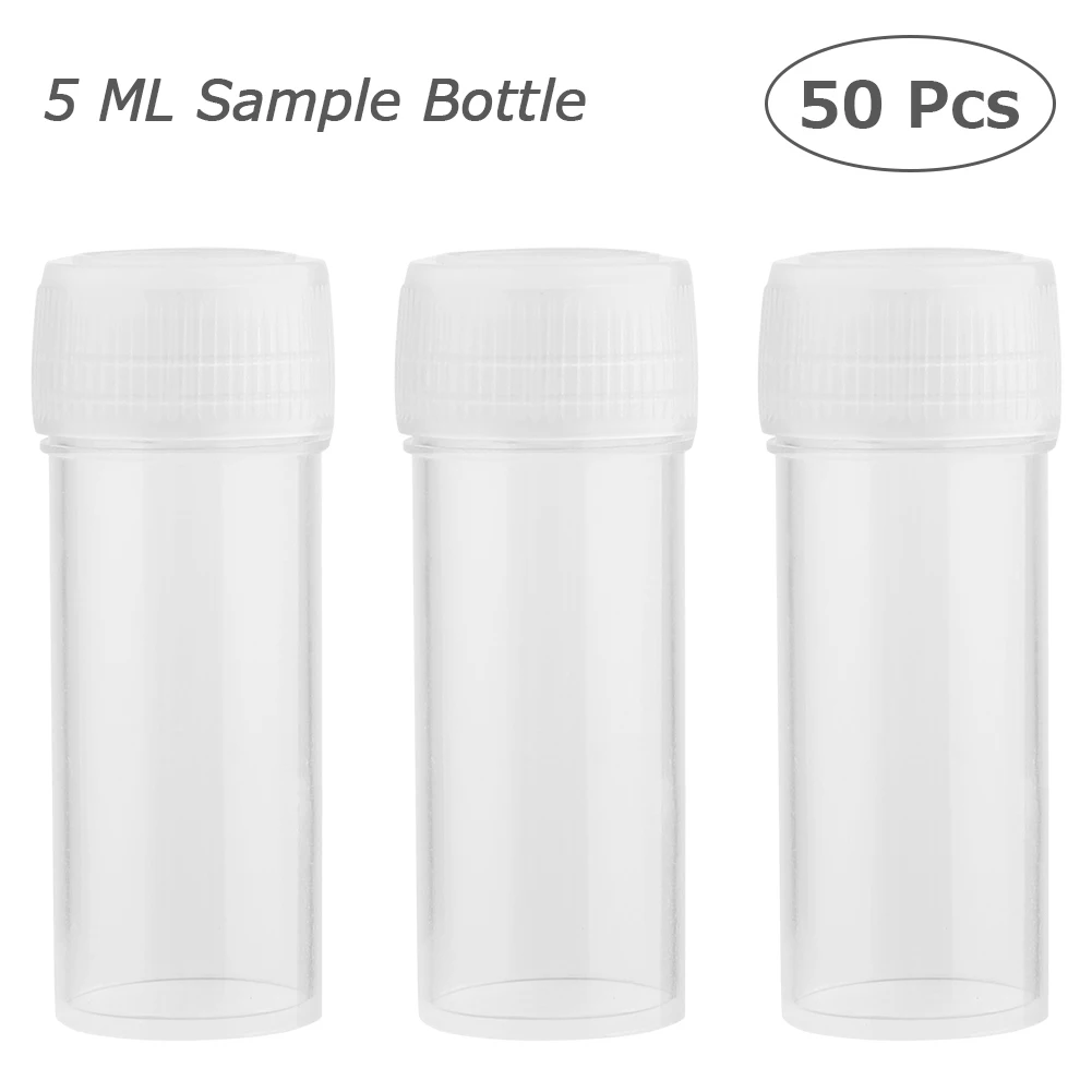 50Pcs IN STOCK!Plastic Test Tubes Vials Sample Container Powder Craft Screw Cap Bottles for Office School Bottle Supplies