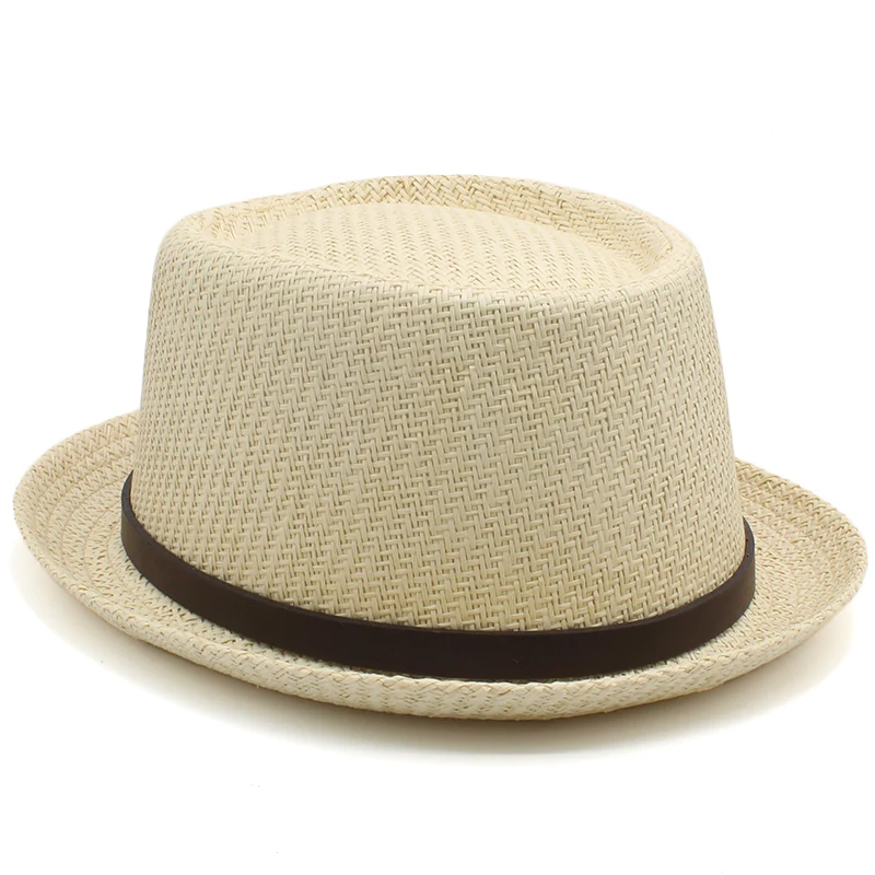 Men Women Classical Straw Pork Pie Hats Fedora Sunhats Trilby Caps Summer Boater Beach Outdoor Travel Party Size US 7 1/4 UK L