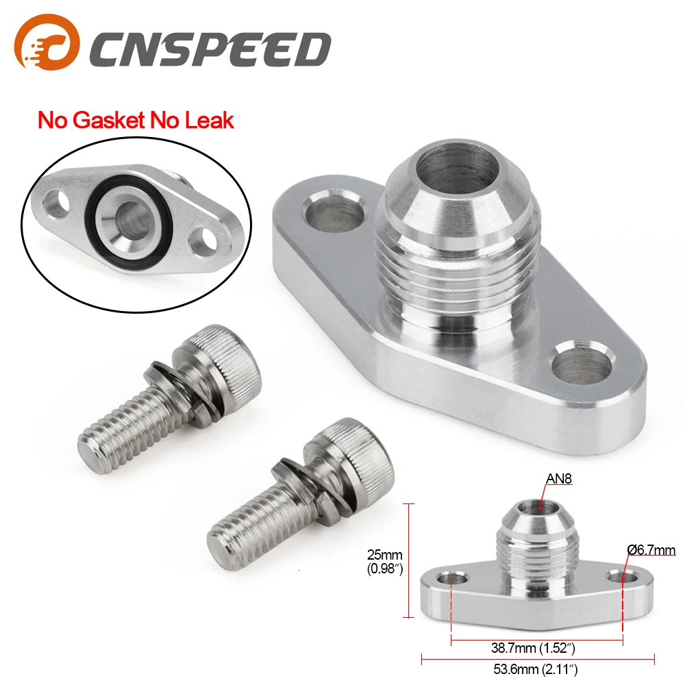 Universal 8AN Turbo Oil Return  Drain Flange Bolt Spacing 38mm For GT15 GT17 IHI RHF4 TD04 KKK K03 Garrett  YC101625