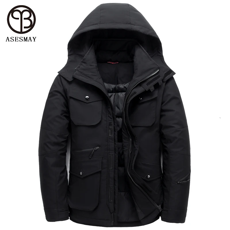 Asesmay New Brand Clothing Men Down Jacket High Quality Male Winter Coat Thicken Tracksuit Joggers Long Parka Hood Warm Outwear