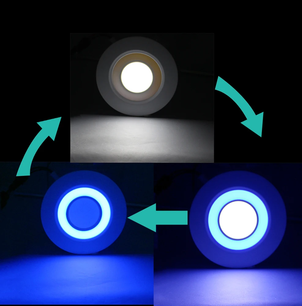 Dwukolorowy panel LED Downlight 6W 9W 16W 24w 3 Model Lampa LED Panel Światło LED Sufitowe wpuszczane Światło punktowe AC110V 220V + Sterownik