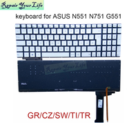 Swiss German Thai Turkish Czech Backlit keyboard for ASUS N551 N552 N751 N551JB JX N752JK G551JM 662BSF00 662BGE00 662BCZ00 New