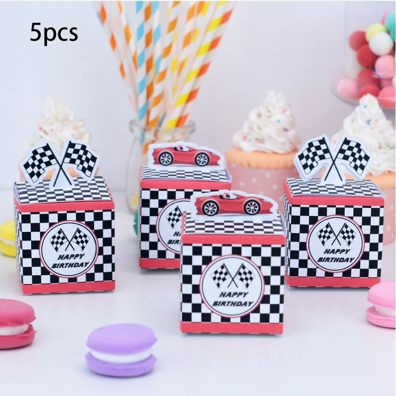 Race Car Racing Treat Boxes Gift Bags Candy Wrapping Birthday Party for Boy Decoration Baby Shower Event Festival Decor