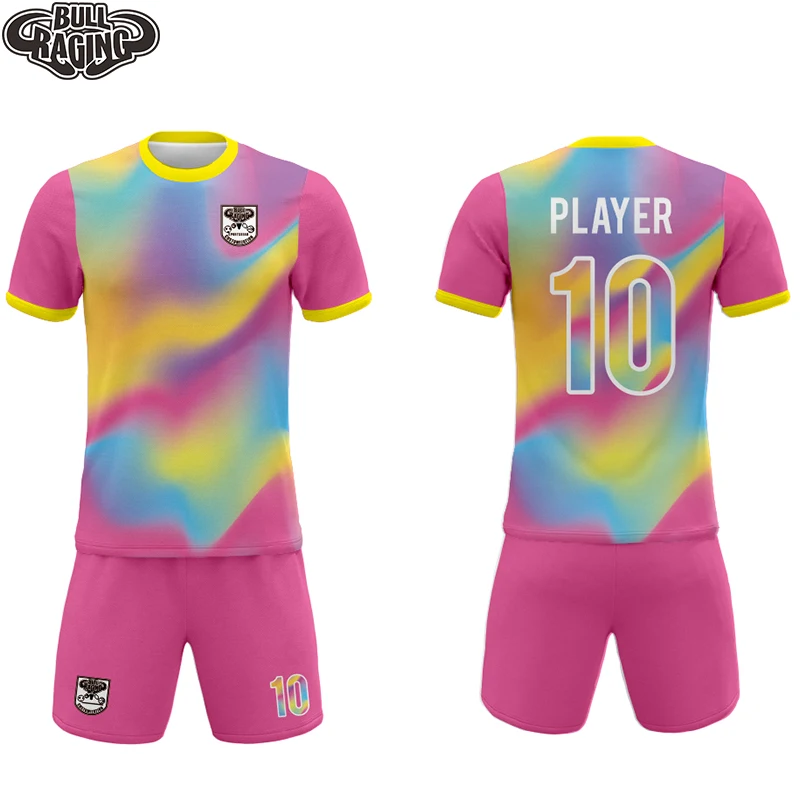 pink neon personlized design custom sublimation printing 4XL 5XL soccer jersey uniform sets