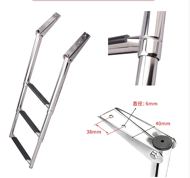 4 Bước Du Thuyền Thiết Bị Đồng Hồ Thép Không Gỉ 316 Kính Thiên Văn Gấp Đa Tầng Ngoài Du Thuyền Mềm Phần Cứng Phụ Kiện