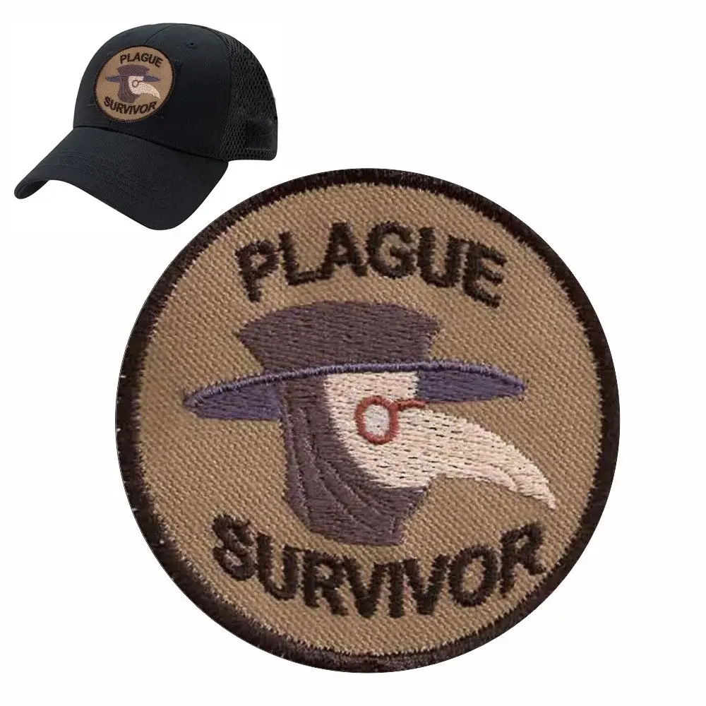 Plague Survivor Embroidery Patch Schnabel Beak Circle Steampunk Brown Medical Decorative Military Tactical Embroidered Patches