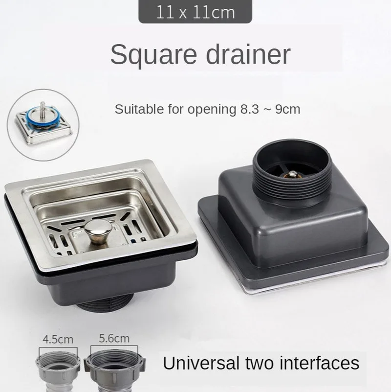 Stainless steel sink square drainer Kitchen Drains Strainers filter dregs deodorant hose Flume with overflow basin pipe kit