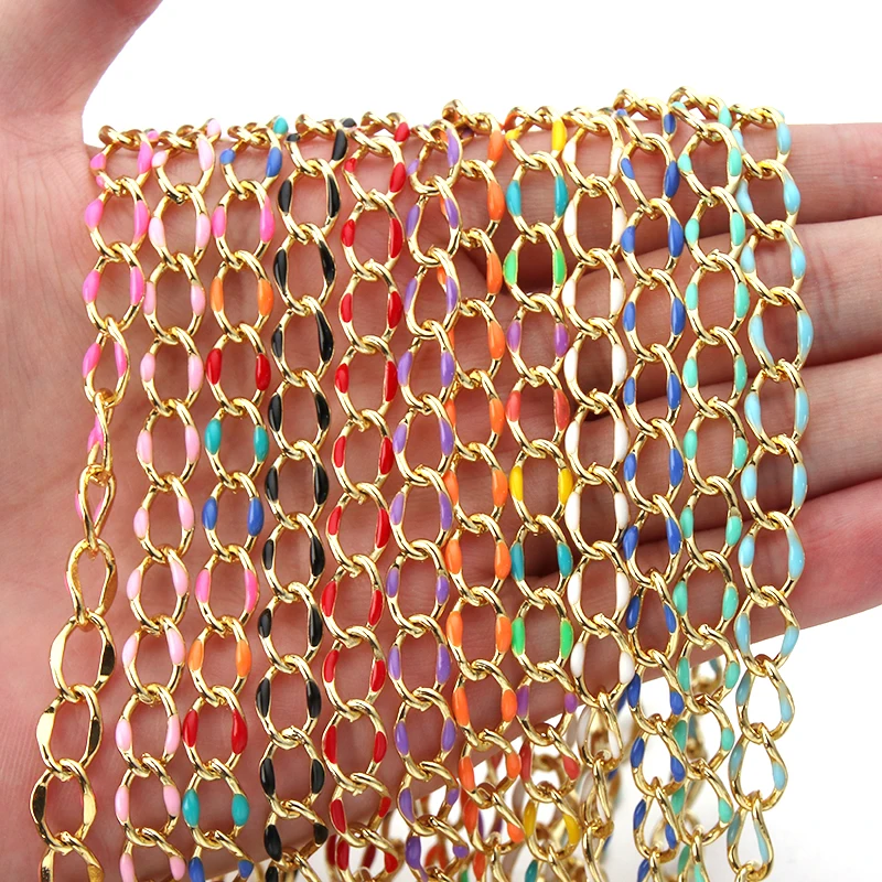 

SAUVOO 1m/Lot 6.8mm Width Multicolour Copper Twisted Chain Necklace For Men Women Link Chain Jewelry Making Gifts