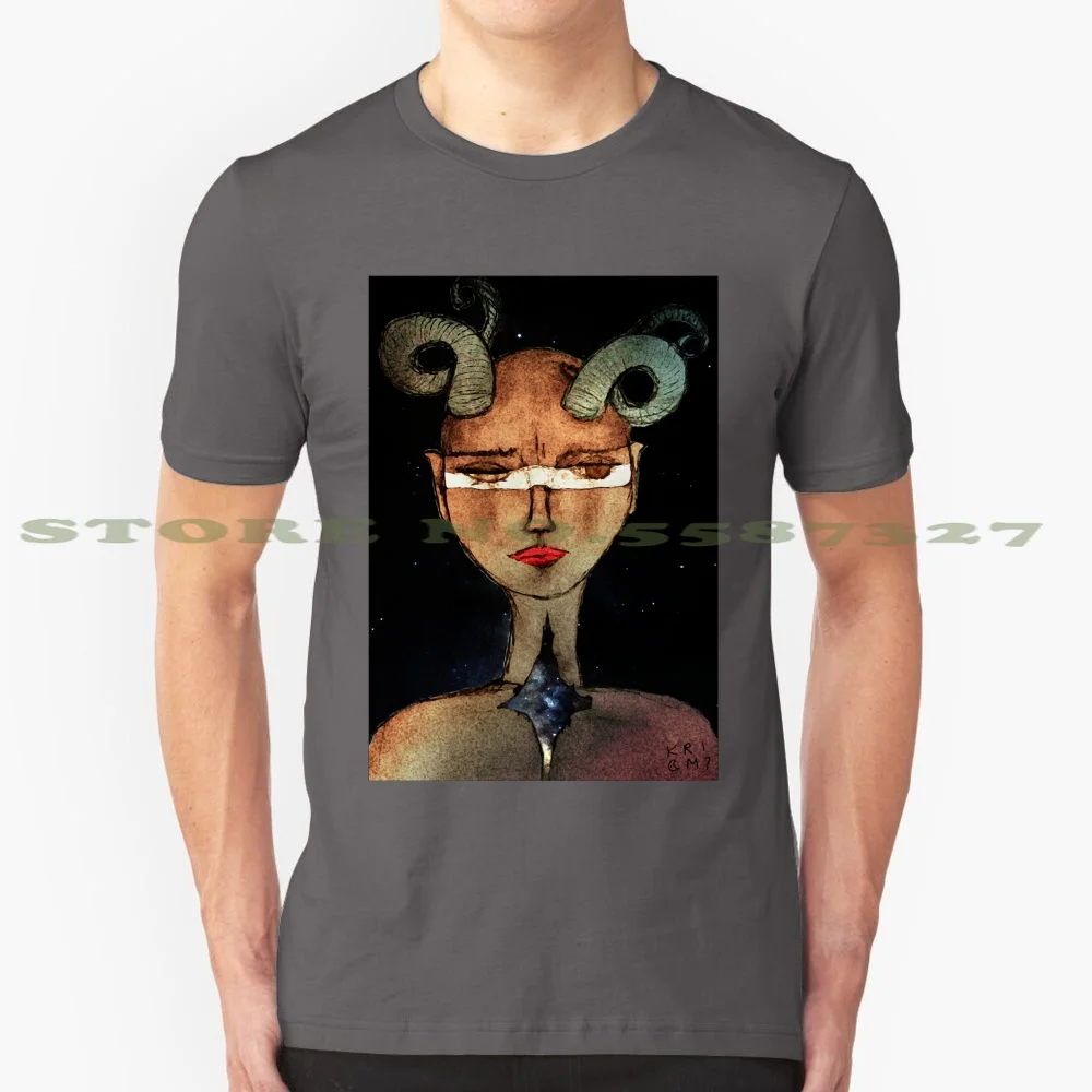 Galexia 100% Cotton T-Shirt Horns Woman Galaxy Space Feminism Non Binary Witch Queer Art Transmutation