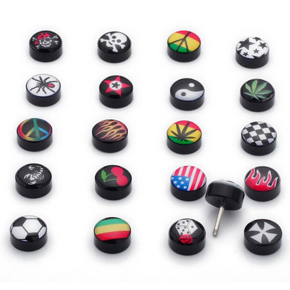 2 pcs Fake Cheater Ear Plug Piercing Earring Stud Tunnel Stretcher Leaf Pattern Design Lot ear stretchers plugs and tunnels