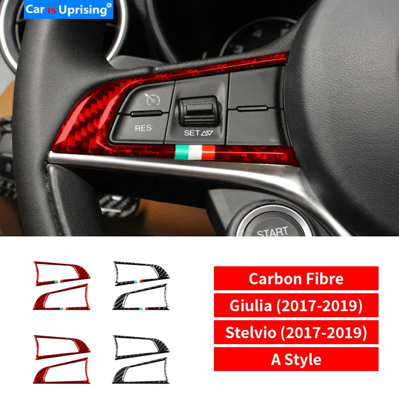 

Car Styling Steering Wheel Buttons carbon fiber 3D car Stickers For Alfa Romeo Stelvio Giulia 2017-2019 Accessories