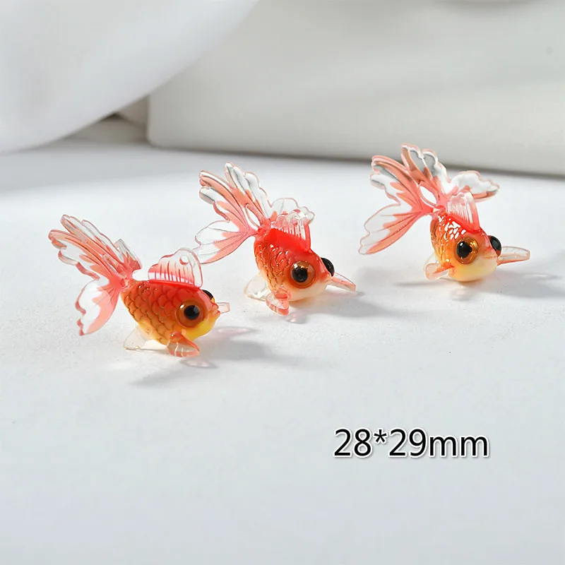 Cute Stereo Red Small Goldfish Acrylic Pendant DIY Earrings Ear Pendant Decorative Pendant Material Accessories 2pcs