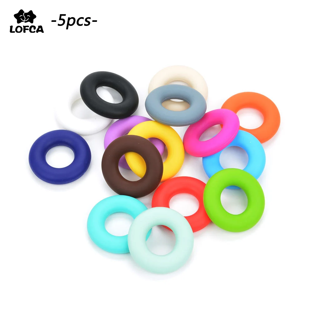 

LOFCA Donut 5pcs Silicone Beads Baby Teether BPA Free Teether Necklace Pacifier Chain Loose Beads Baby Toys DIY Accessories