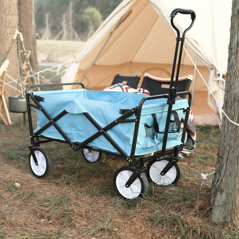 

Outdoor Campsite Small Cart Portable Foldable Adjustable High Loaded Tent Trolley Hand Trailer Camp BBQ Tow Truck Picnic Tools