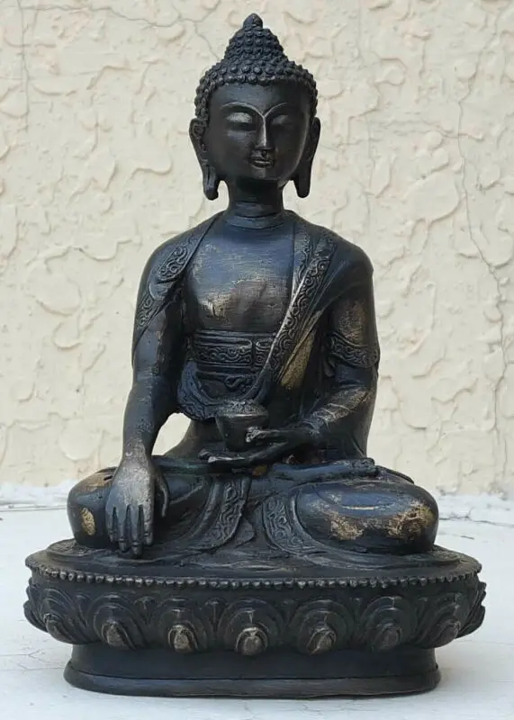 

Antique Bronze Buddha Statue Tibet Buddhism Sakyamuni Bhaisajya old Bodhisattva