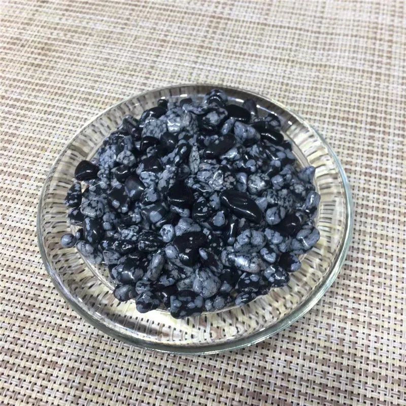 5-8mm Loose Gravels Natural Stone Snowflake Obsidian Crystals Chips For Home Decoration