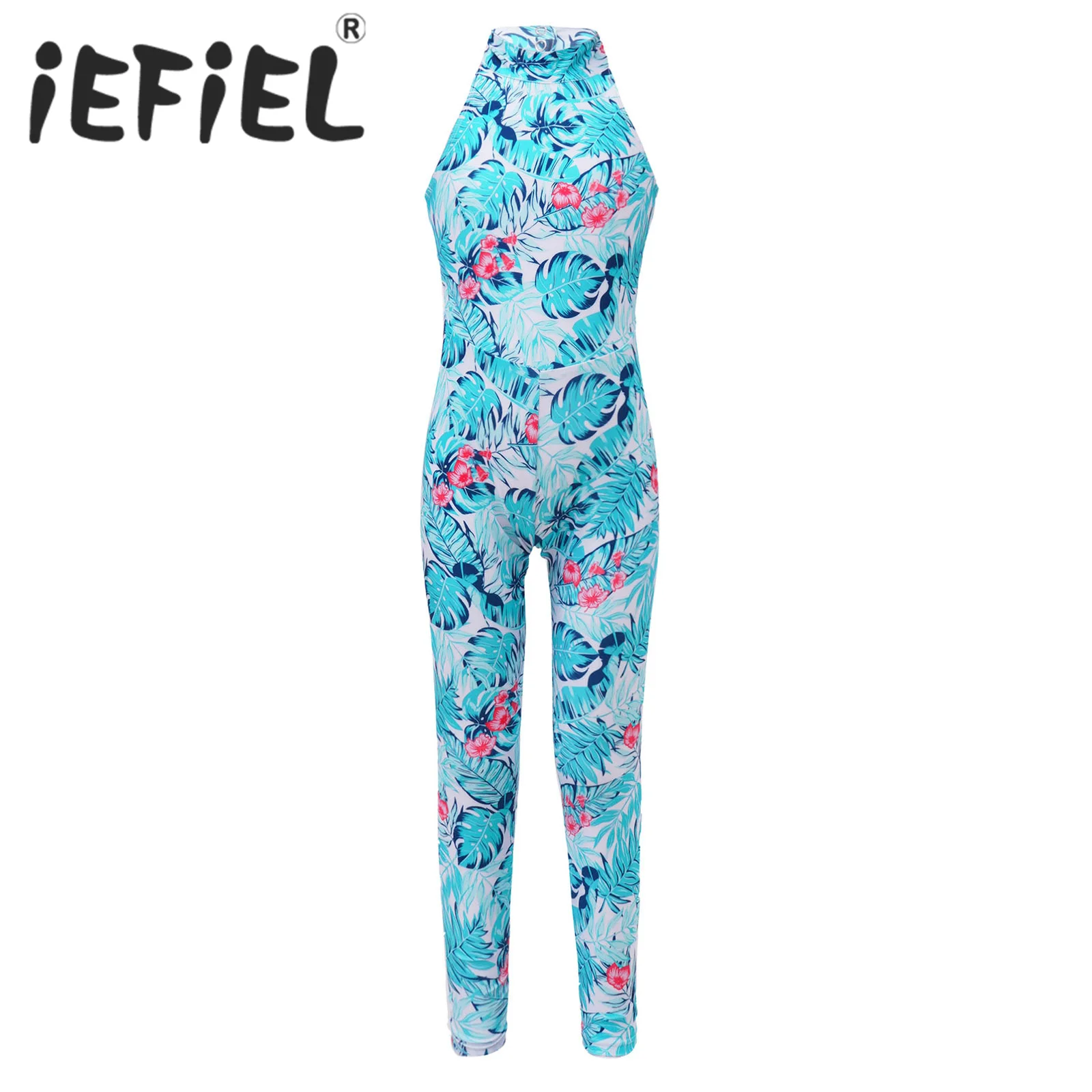 Kids Girls Sports Gymnastics Ballet Dance Romper Stage Performance Workout One Piece Printed Jumpsuit Dancing Bodysuit Leotard