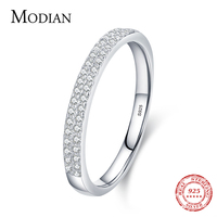 Modian Classic Design Sparkling Cubic Zirconia Ring Real 925 Sterling Silver Female Wedding Band Finger Rings For Women Jewelry