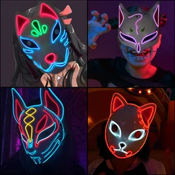 Masque de Cosplay Anime Demon Slayer, Masque LED Lumineux, Masque d'Halloween, Kimetsu no Yaiba, Kamado Tanjirou, Film