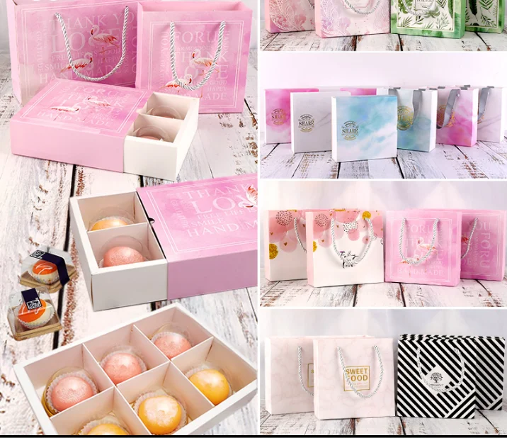 Box and Bag Gift Packaging Box Party Favor Paper Gift Packaging Box Sweet Cake Gift Boxes Wedding Supplies 50pcs/lot