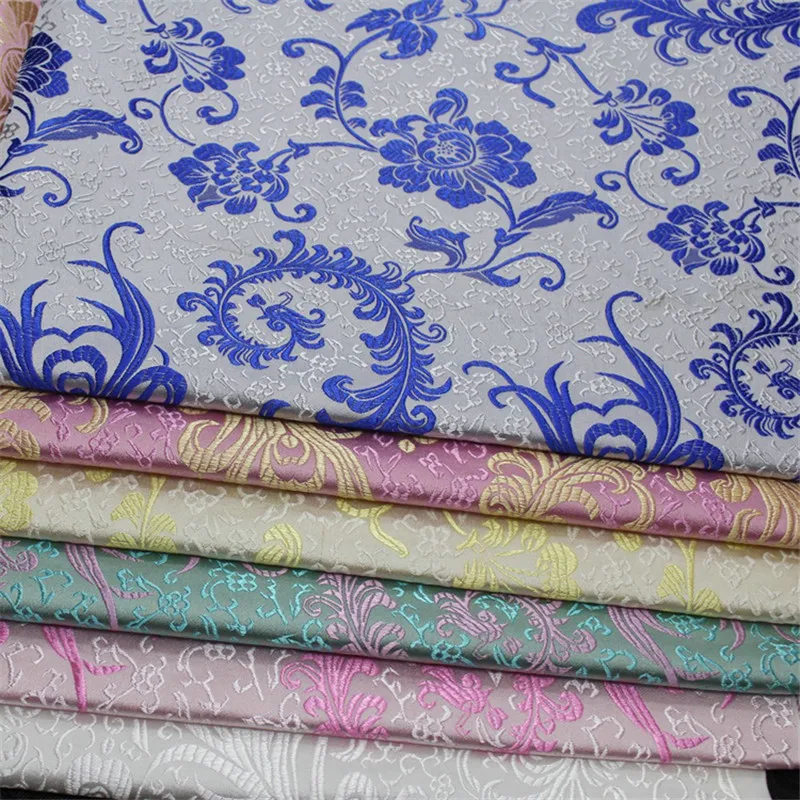CF921 Blue/Pink/Yellow/Green/White Jacquard Brocade Fabrics Chinese Style Dress Clothes Home Textile Patchwork Fabric