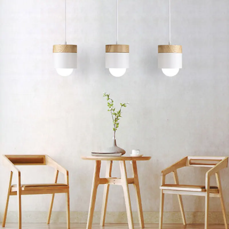 Best selling Nordic minimalist LED E27 chandelier modern macarons chandelier home decoration wrought iron wood decorative light