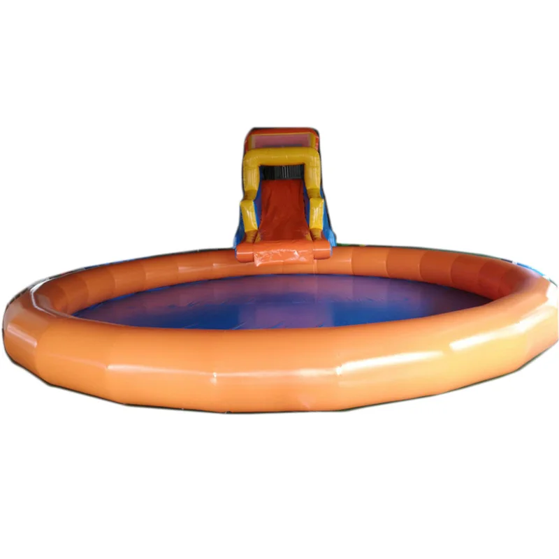 new style inflatable amusement center park swimming pool with slide and climbing wall