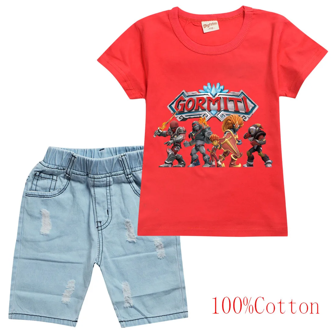 

Game Gormiti T-shirts Denim Shorts 2pcs Sets 2021 Summer Clothes Toddler Girls Outfits Boys Cotton T Shirt Tops Kids Tracksuits