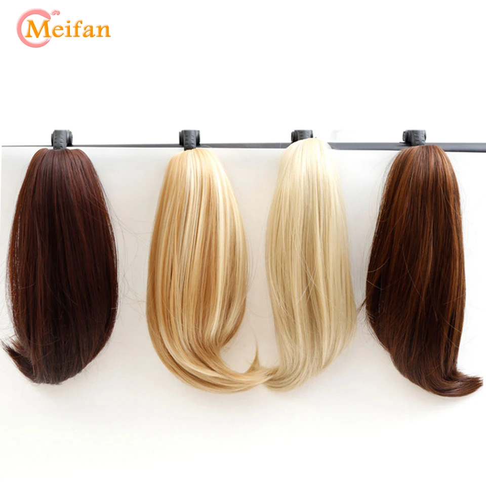 MEIFAN-coleta corta sintética para mujer, extensión de cabello Natural, resistente al calor, color Natural