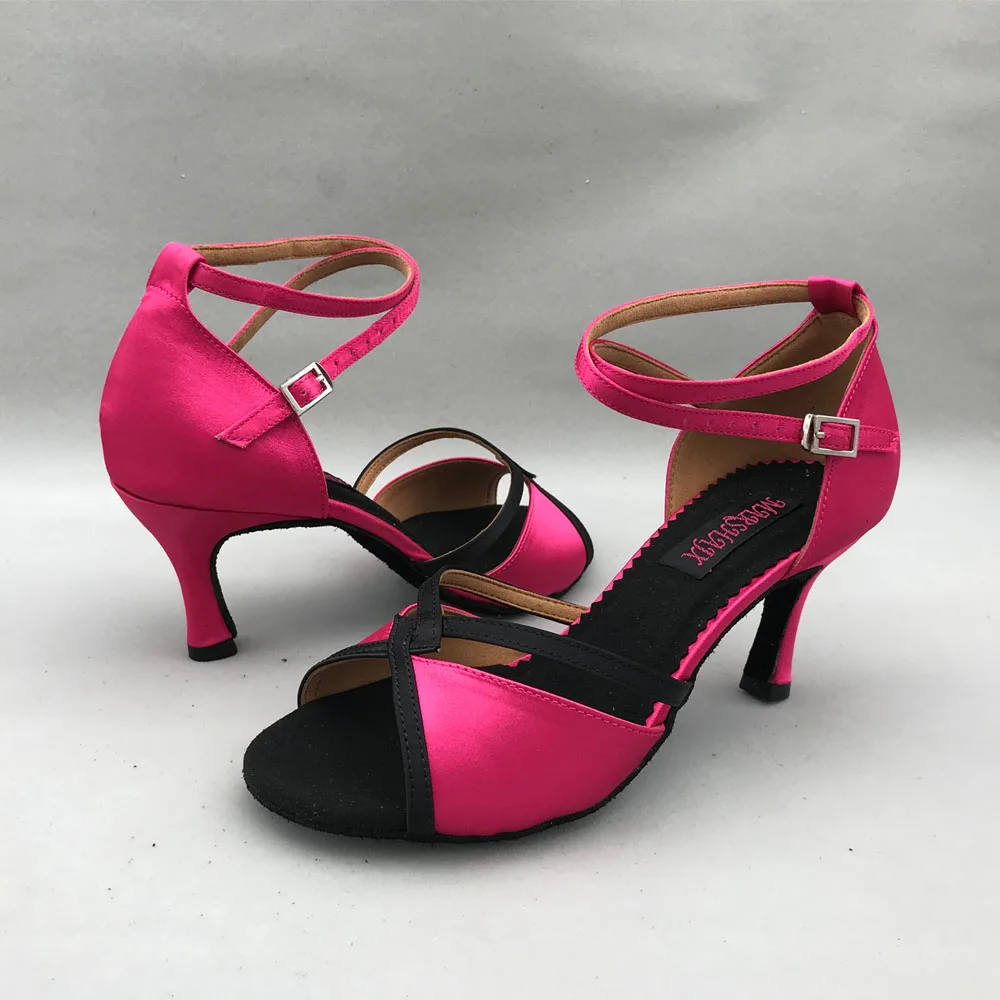 

7.5cm heel Latin Dance Shoes For women Salsa shoes pratice shoes comfortable latin shoes 6233RBK low heel high heel available