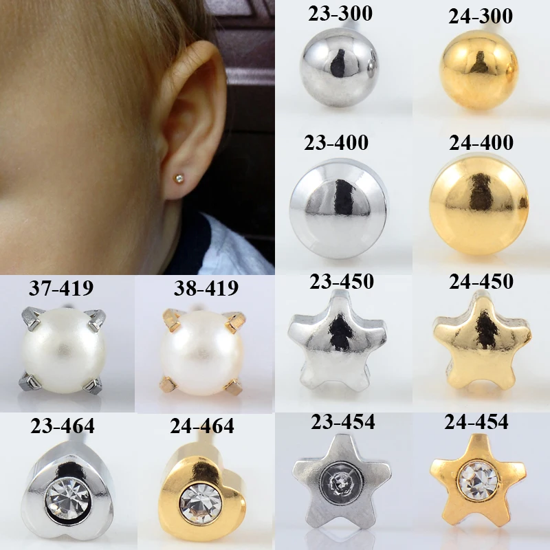 1 Pair 316L Stainless Steel Allergy Free Ear Studs CZ Heart Star Flower Crown Butterfly Sterilized Packaged Earrings Women Baby