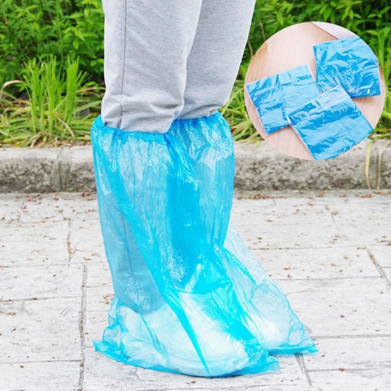 1Pair Durable Waterproof Thick Plastic Disposable Rain Shoe Covers High-Top Boot M3GE