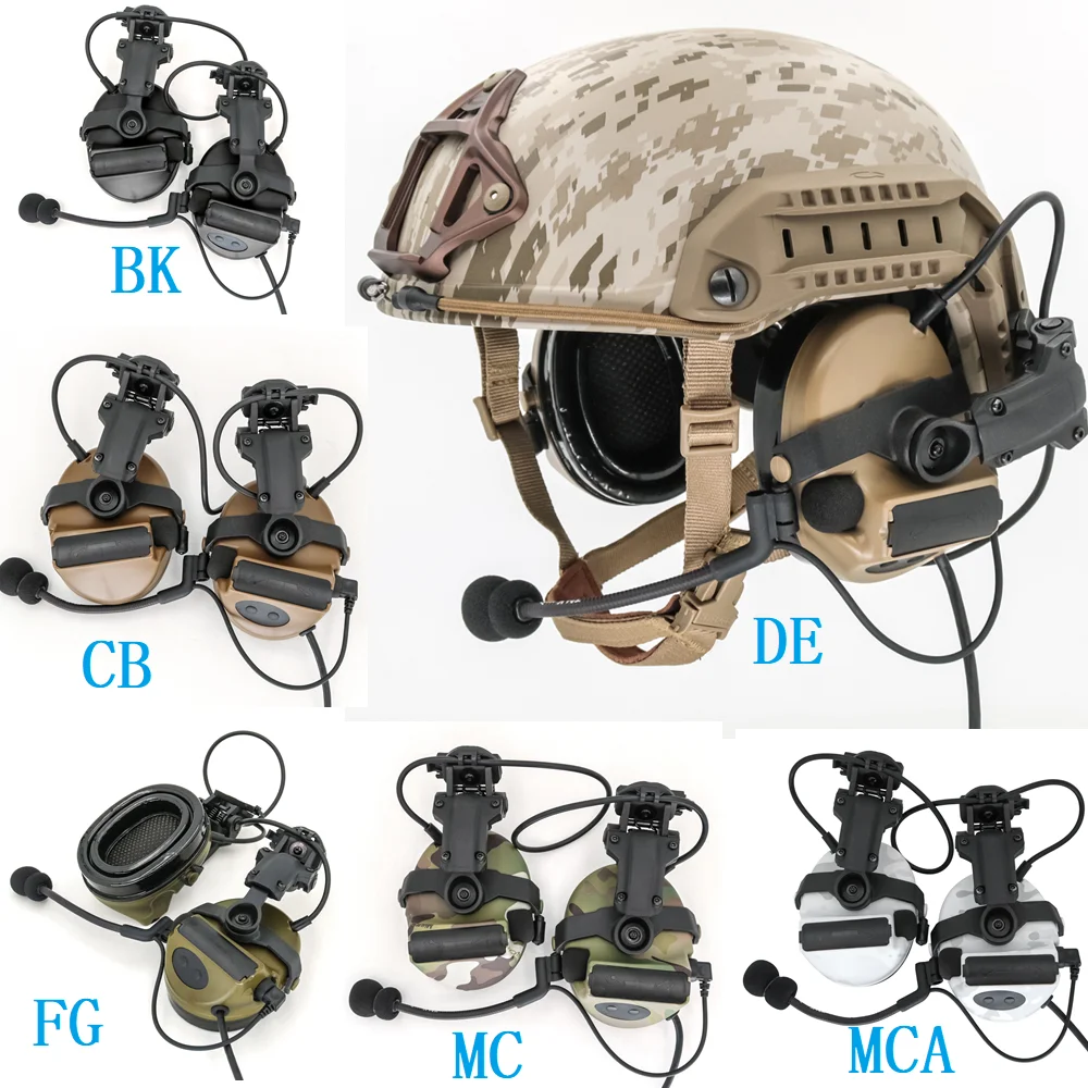 TAC SKY COMTAC Tactical Headset COMTAC II Helmet Mount Noise Reduction Pickup Shooting Headset PTT Adapter Walkie-Talkie Headset