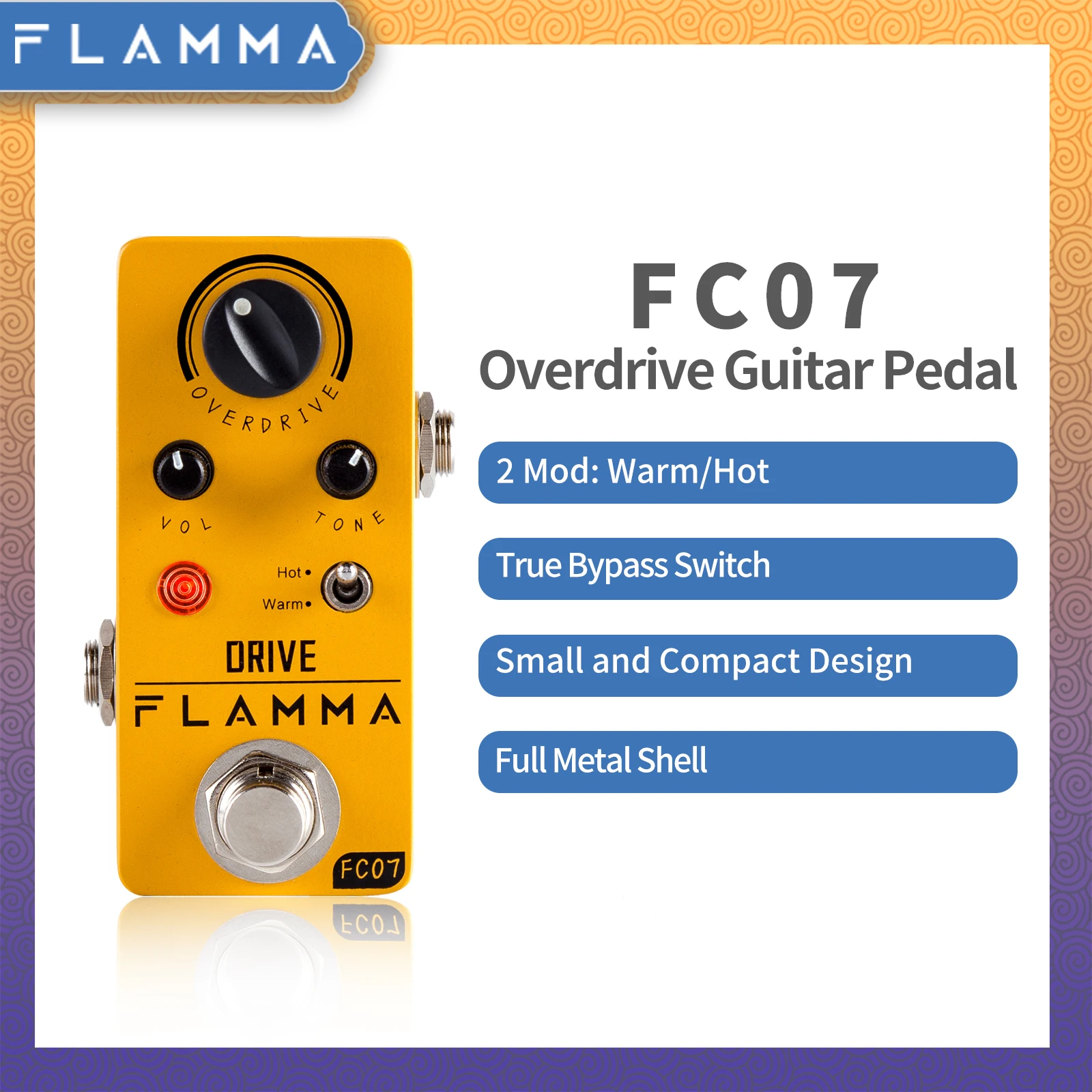 FLAMMA FC07 Overdrive pedalı gitar elektro gitar Overdrive etkileri Pedal sıcak sıcak modları güç kaynağı ile gerçek Bypass