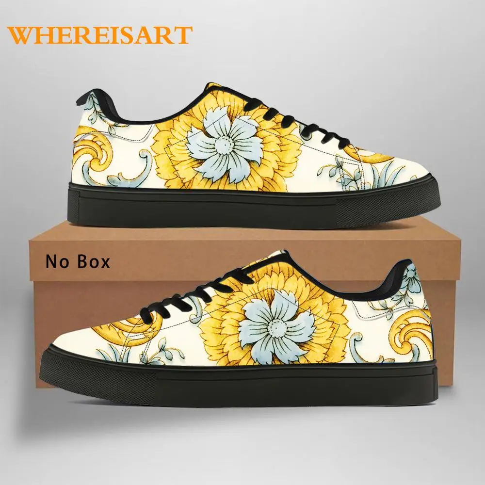 WHEREISART 2021 Men PU Canvas Shoes Luxury Eurpoen American Floral Casual Sneakers Male Teen College Footwear Tenis Dropshipping