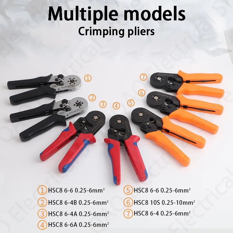 

Tubular terminal crimping tools mini electrical pliers HSC8 10SA/6-4 0.25-10mm2 23-7AWG 6-6 0.25-6mm2 high precision clamp sets