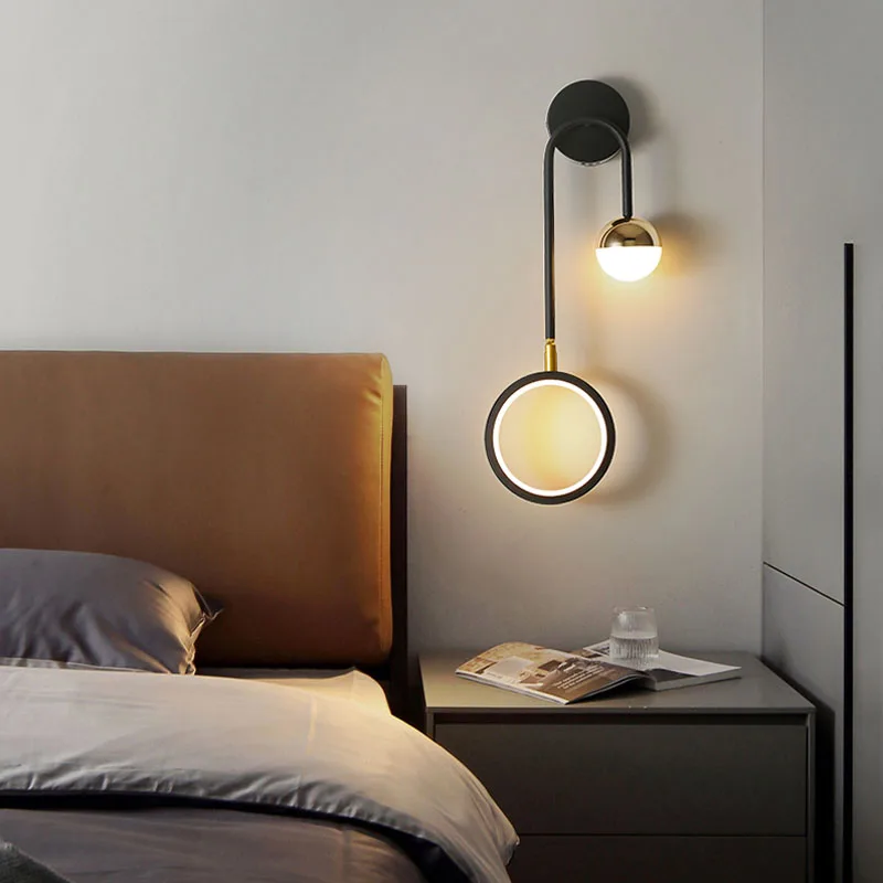 Modern light luxury bedroom bedside lamp Nordic living room simple creative aisle corridor background wall lamp