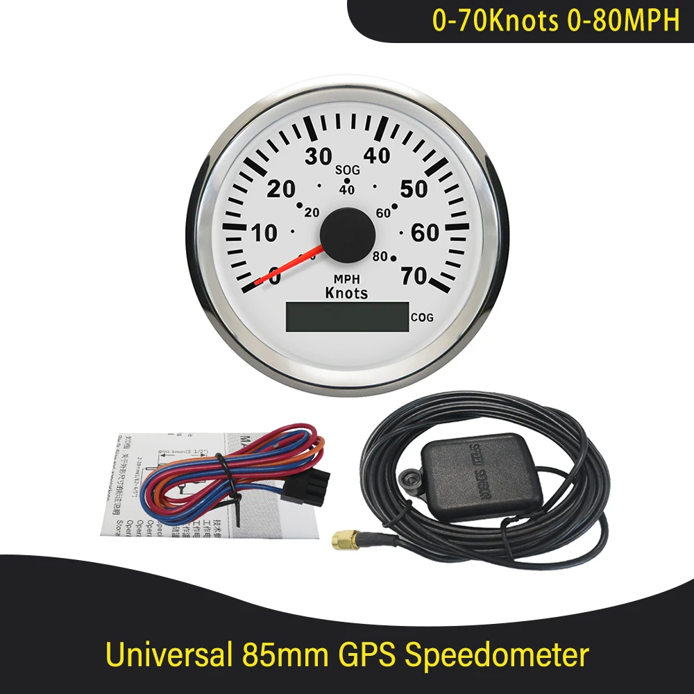 Universal 85mm Boat 0-15Knots 0-35Knots 0-70Knots Waterproof GPS Speedometer Speed Gauge with Red Backlight for Marine Yachts