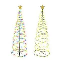 Christmas Tree Spiral Lights Romantic Christmas Tree Lamp Waterproof & Colorful Solar Powered For Outdoor Garden Yard Holida