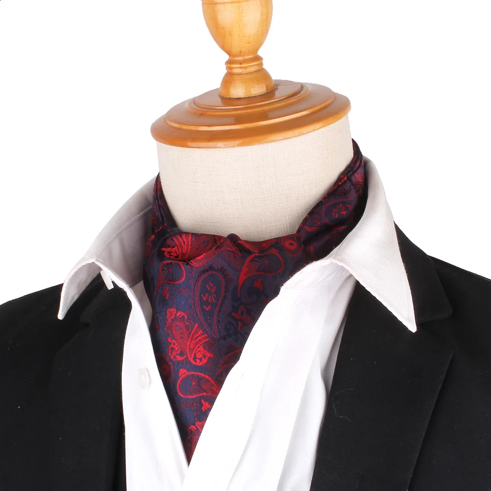 Floral Paisley Men Cashew Tie Wedding Formal Cravat Ascot Scrunch Self British Gentleman Polyester Soft Neck Tie Luxury Jacquard