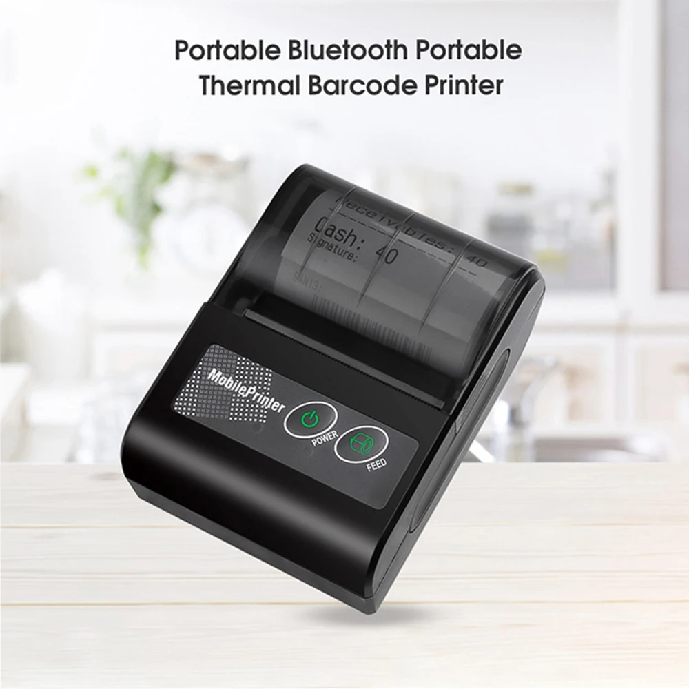 Bluetooth Portable receipt barcode printer cash mini register store invoice portable label printer fit for 57mm thermal paper