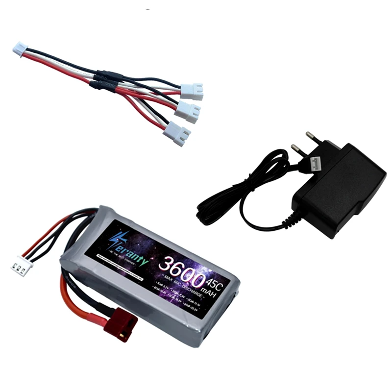 7.4V 3600mAh 45C RC Lipo Battery and Charger Sets For Wltoys 12428 12423 RC Car feiyue 03 Q39 parts 2s 7.4V Rechargeable Battery