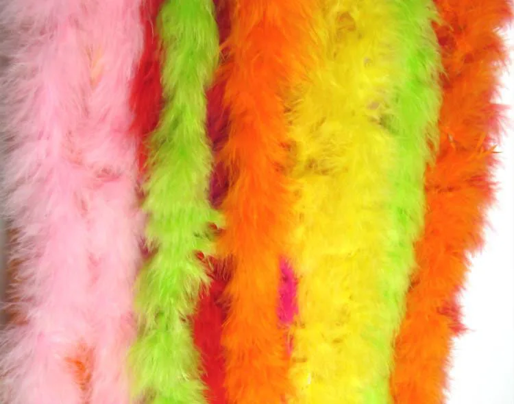 2 meters Thicken Fluffy Turkey Feather Boa Soft Full Plume Trim Stripe for Wedding Party Costume Stage Cosplay DIY Decoration