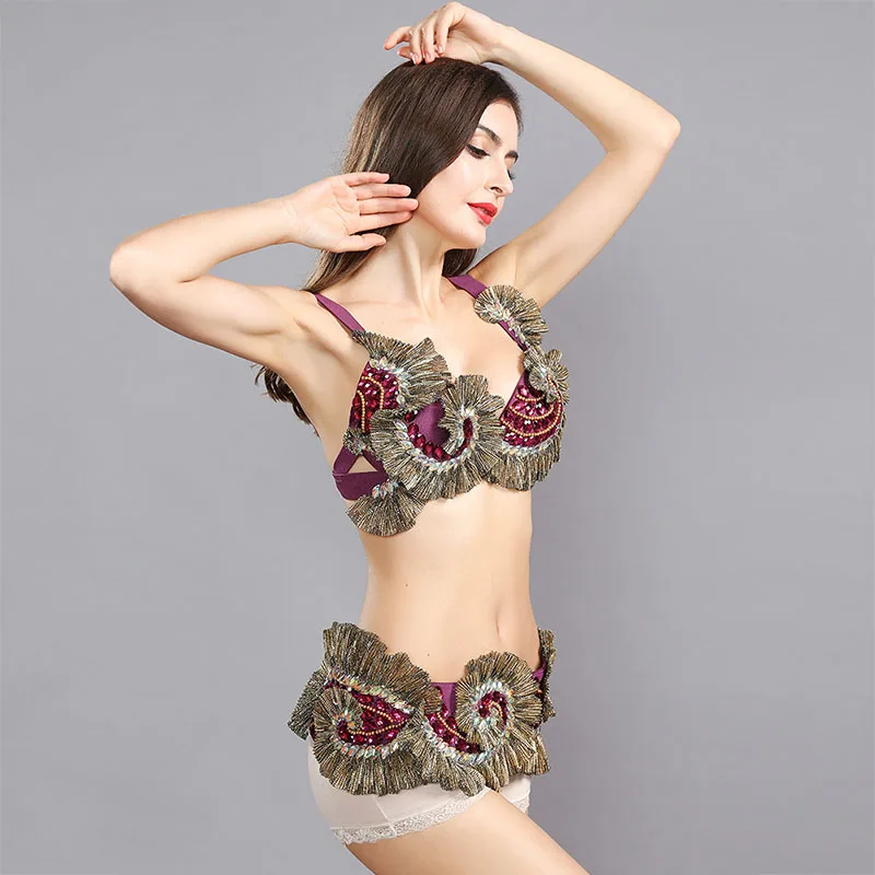 Rhinestone Belly Dancing Bra Belt Gypsy Tribal dancing costume Women Belly Dance Costume Belly Dance Bra Belt carnival costume