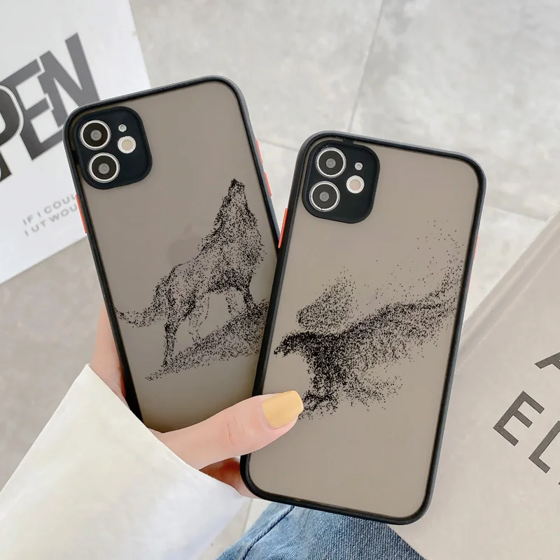 Fashion Animal Horse Eagle Wolf Sand Phone Case For iPhone X XR XS MAX 16 15 14 13 12 11 Pro Max 7 8 6s Plus SE2 back Cover