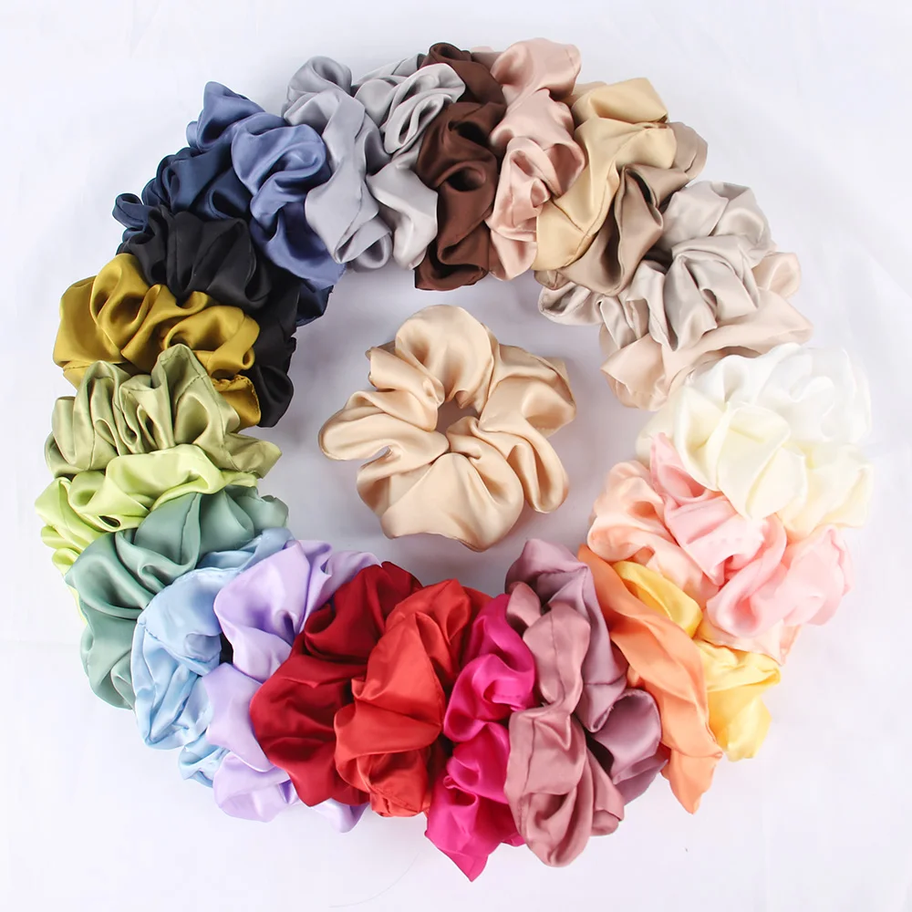 Silk Satin Scrunchies Elastic Hair Bands Women Girls Ponytail Holder Hair Ties Headbands High Quality Hair Accessories Fashion