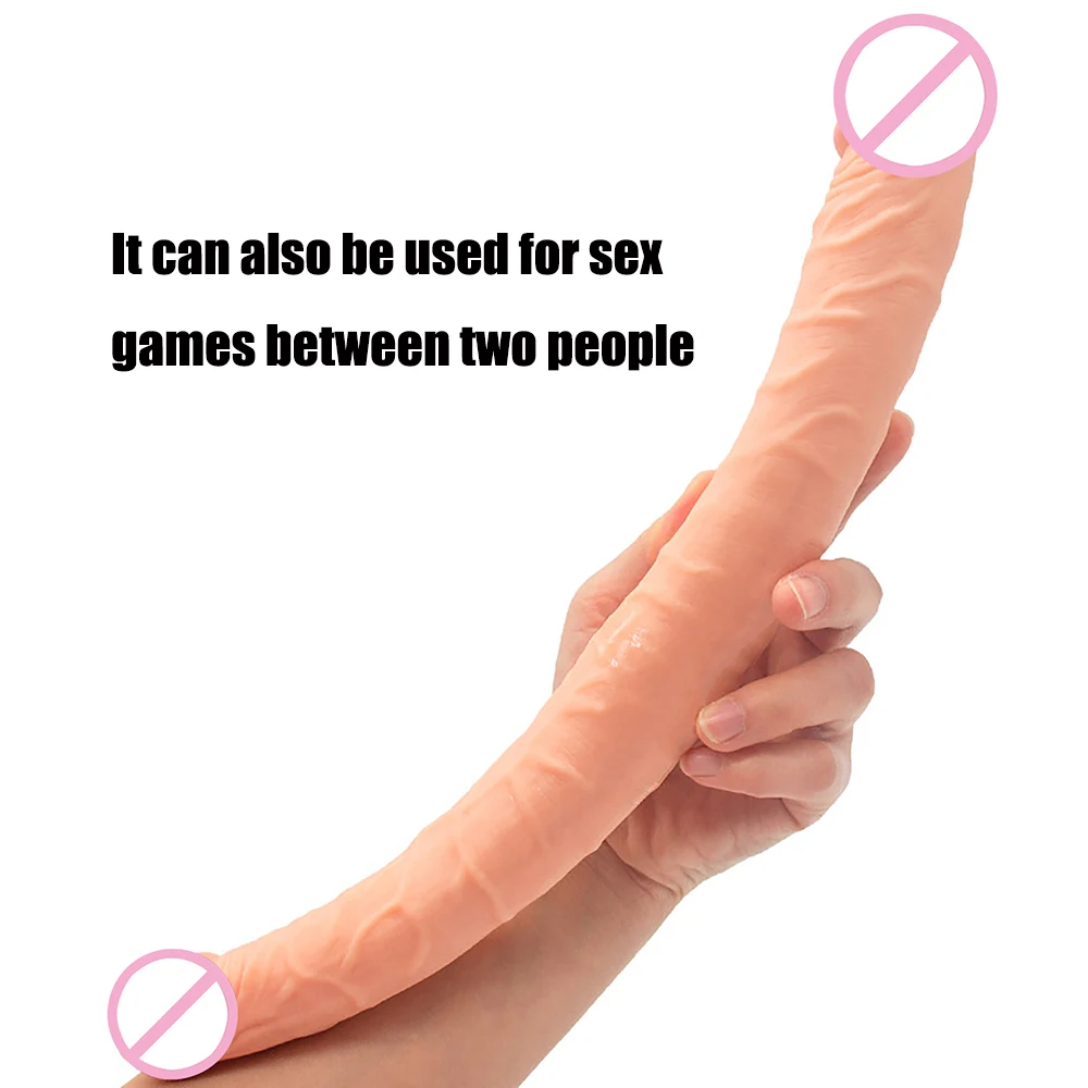 Overlength Double Dildos Soft Double Headed Penis Realistic Long Phallus Double Penetration Vagina and Anus Erotic Dick Sex Toys